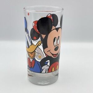 Vintage Mickey Mouse Minnie Mouse & Donald Duck Walt Disney Drinking Glass 5.5"